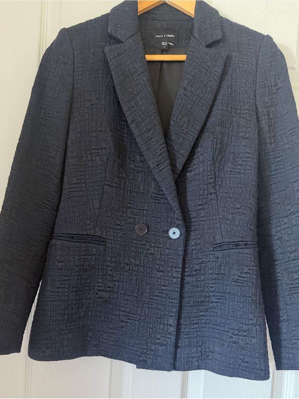 Judith & Charles Textured Navy Womens Blazer Jacket with Notch Lapel